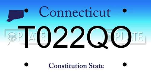 T022QO Connecticut License Plate