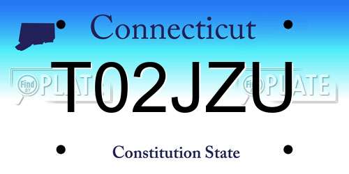 T02JZU Connecticut License Plate