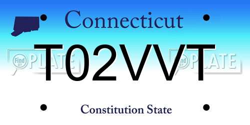 T02VVT Connecticut License Plate