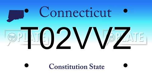 T02VVZ Connecticut License Plate