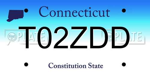 T02ZDD Connecticut License Plate