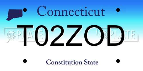 T02ZOD Connecticut License Plate