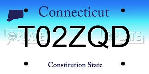 T02ZQD Connecticut License Plate