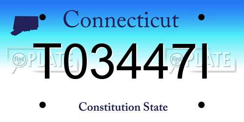 T03447I Connecticut License Plate