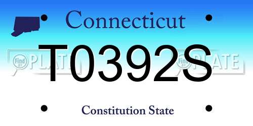T0392S Connecticut License Plate