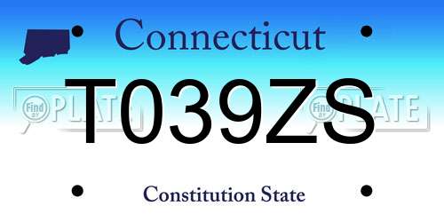 T039ZS Connecticut License Plate