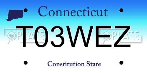 T03WEZ Connecticut License Plate