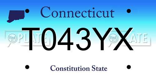 T043YX Connecticut License Plate