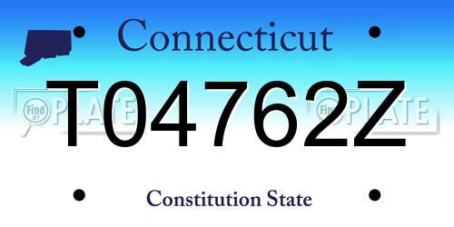 T04762Z Connecticut License Plate