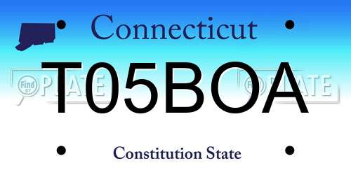 T05BOA Connecticut License Plate