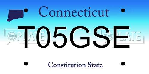 T05GSE Connecticut License Plate