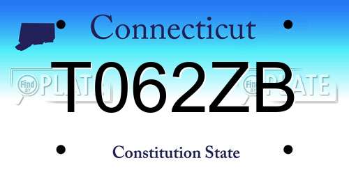 T062ZB Connecticut License Plate