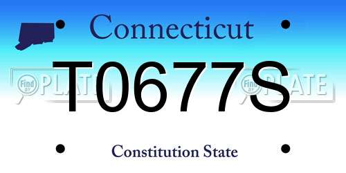 T0677S Connecticut License Plate