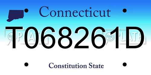 T068261D Connecticut License Plate