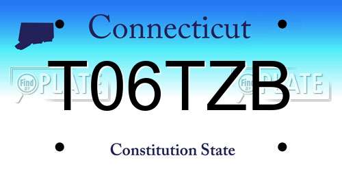 T06TZB Connecticut License Plate