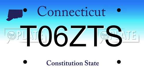T06ZTS Connecticut License Plate