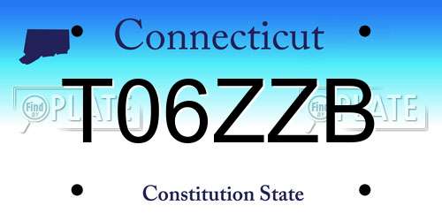 T06ZZB Connecticut License Plate