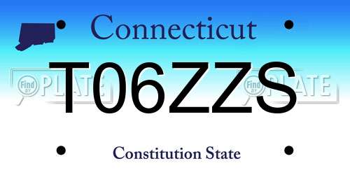 T06ZZS Connecticut License Plate
