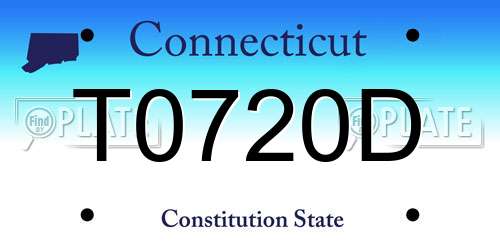 T0720D Connecticut License Plate