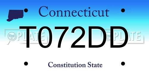 T072DD Connecticut License Plate
