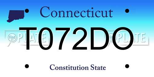 T072DO Connecticut License Plate
