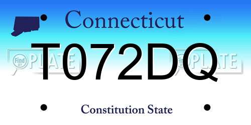 T072DQ Connecticut License Plate