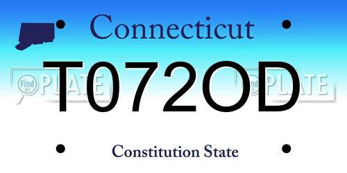 T072OD Connecticut License Plate