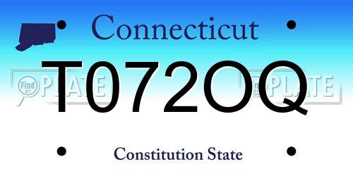 T072OQ Connecticut License Plate