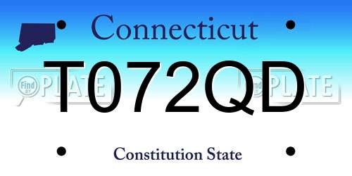 T072QD Connecticut License Plate