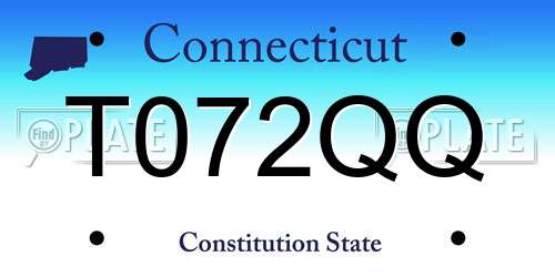 T072QQ Connecticut License Plate