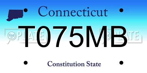 T075MB Connecticut License Plate