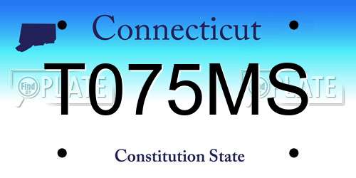 T075MS Connecticut License Plate