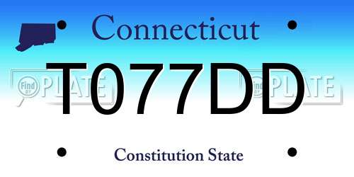T077DD Connecticut License Plate
