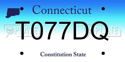 T077DQ Connecticut License Plate