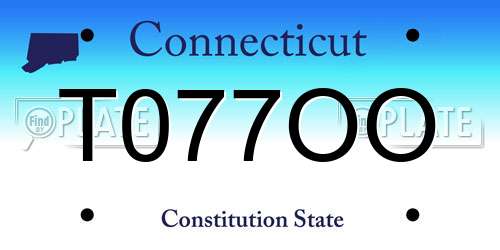 T077OO Connecticut License Plate
