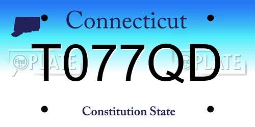 T077QD Connecticut License Plate