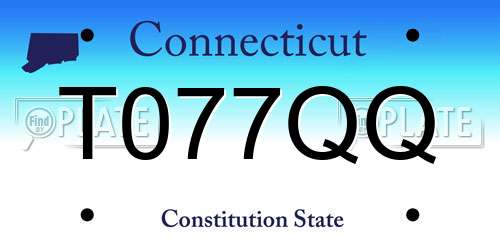 T077QQ Connecticut License Plate