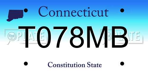 T078MB Connecticut License Plate
