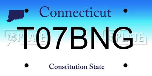 T07BNG Connecticut License Plate