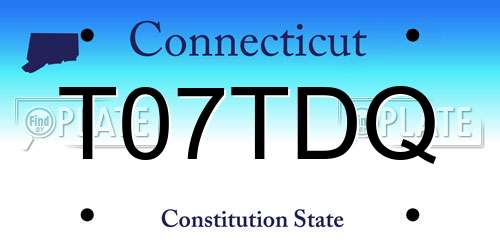 T07TDQ Connecticut License Plate