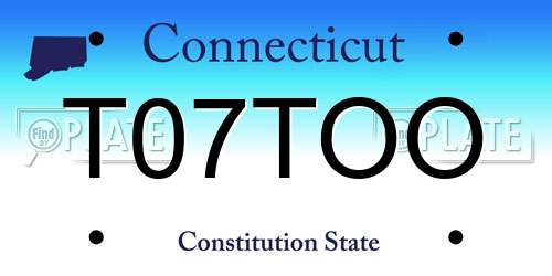 T07TOO Connecticut License Plate