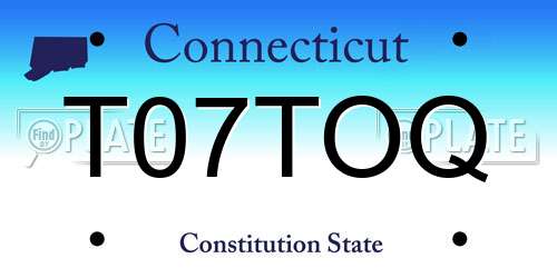 T07TOQ Connecticut License Plate