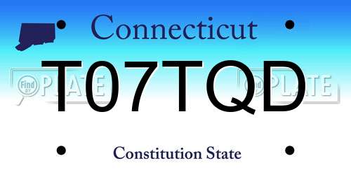 T07TQD Connecticut License Plate