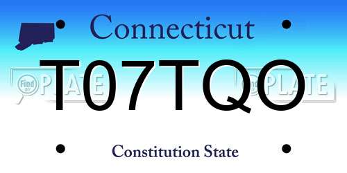 T07TQO Connecticut License Plate