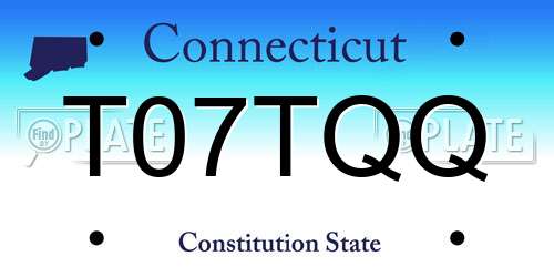 T07TQQ Connecticut License Plate