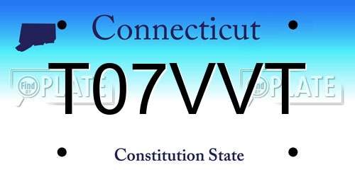 T07VVT Connecticut License Plate