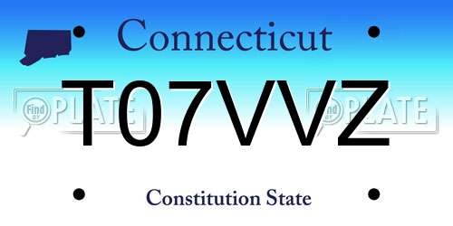 T07VVZ Connecticut License Plate