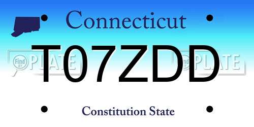 T07ZDD Connecticut License Plate