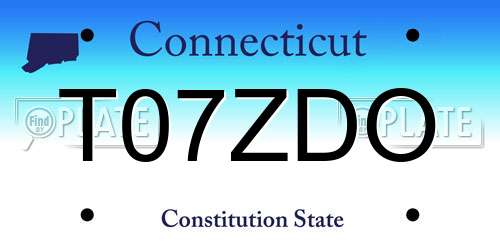T07ZDO Connecticut License Plate