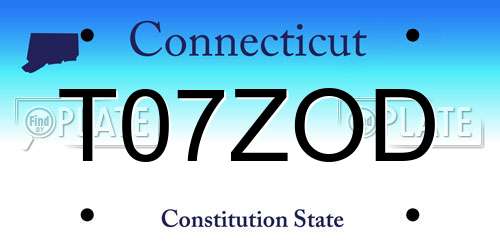 T07ZOD Connecticut License Plate